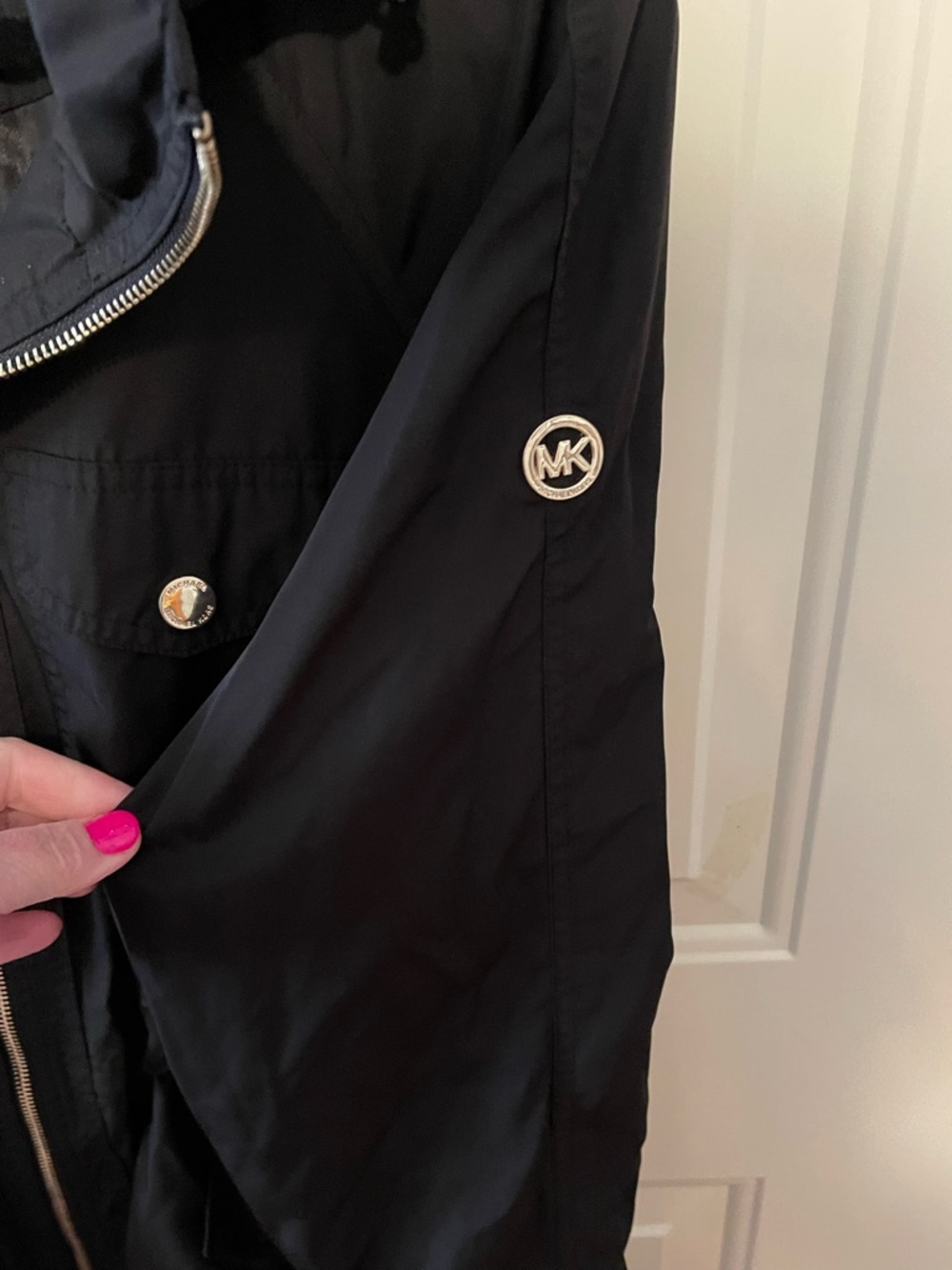 Michael Kors Black Hooded Anorak Rain Jacket Size Large - Picture 8 of 12